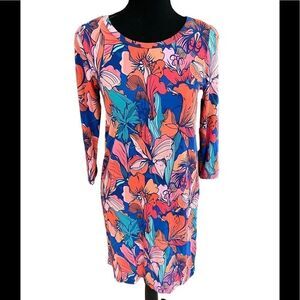Anthropologie Fleur Bleue floral 3/4 sleeved dress size XS